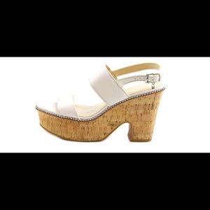 Coach Quartz White Saddle Leather Wedge Sandal